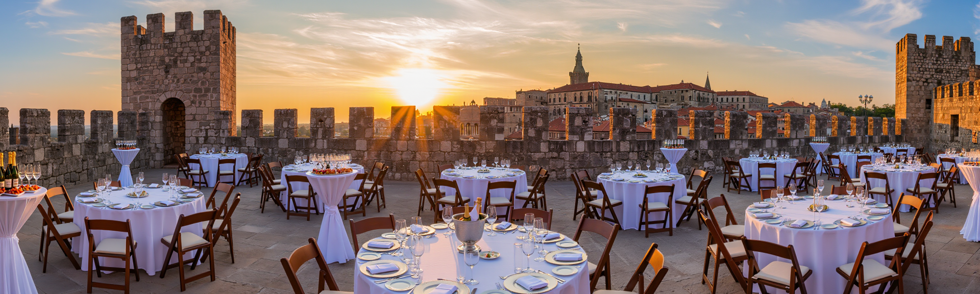 Incentivereise - ein festlich eingedeckts Bankett im Freien